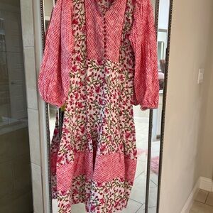 Brand new sue Sartor pink white & red Contrast dress